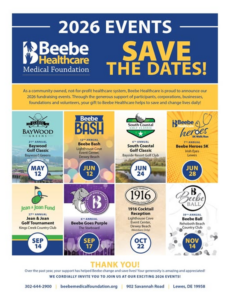 a flyer for beebe healthcare's save the dates event