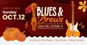 a poster for the blues and brews festival