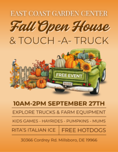 a flyer for a fall open house and touch a truck event