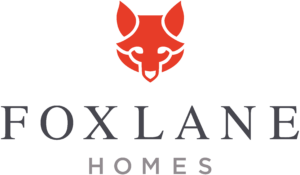 foxlane homes logo on a black background
