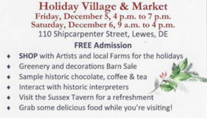 a flyer for a holiday village and market