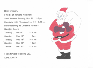 a flyer for a christmas party with a santa clause