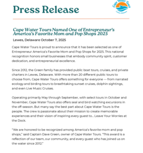 a page from the press release for the water tours