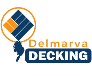 the delmarva decking logo with a magnifying glass