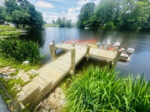 a wooden bridge over a body of water