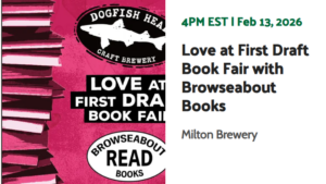 a poster for a book fair with a pink background