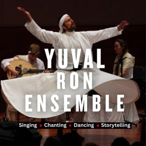 a poster for a concert with a man in a white outfit