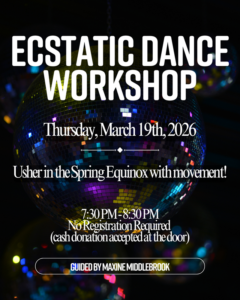 a flyer for a dance workshop with a disco ball