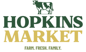 the logo for hopkins market farm, fresh, family