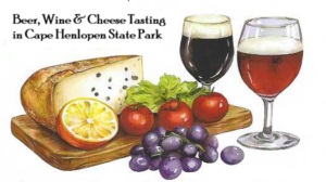 a picture of a glass of wine and a plate of food