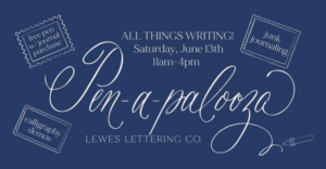 a blue poster with some writing on it