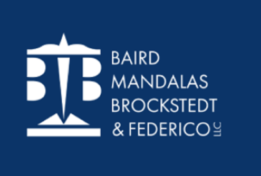 Blue and white logo for Baird Mandalas Brockstedt Frederico LLC