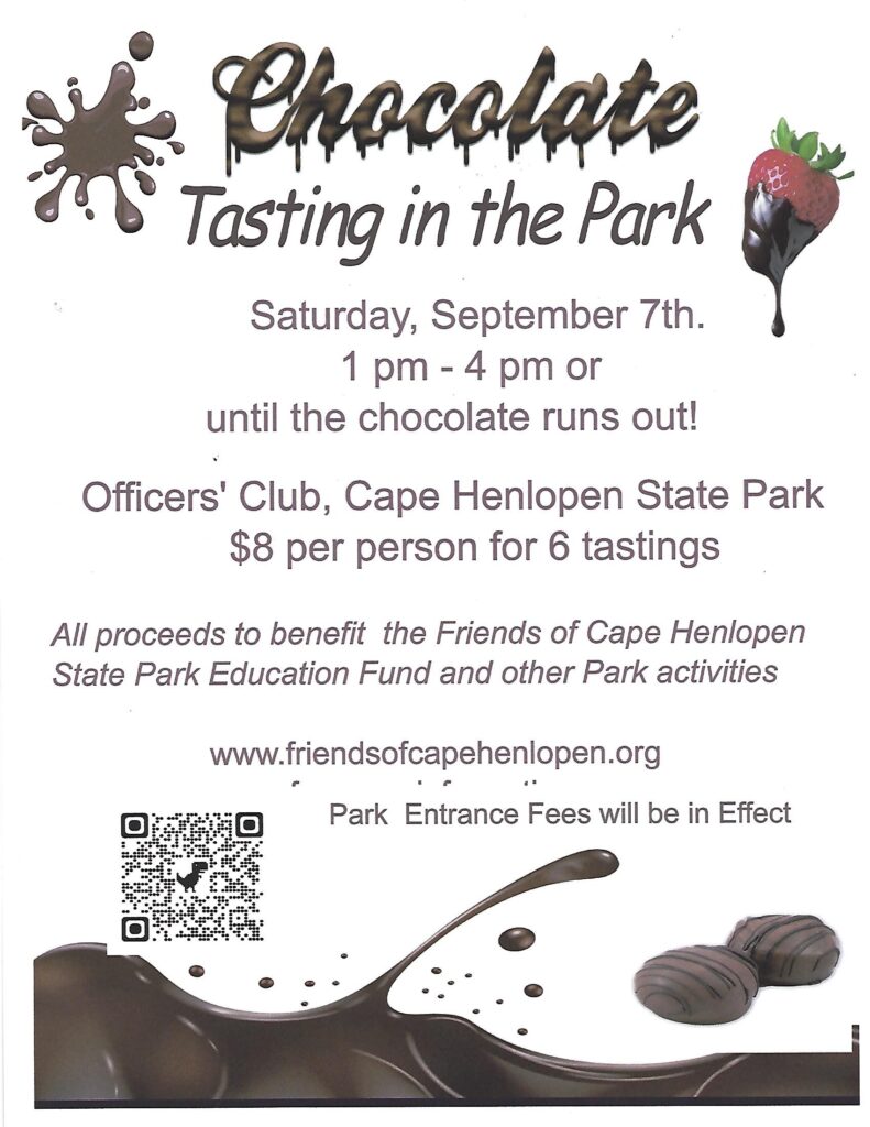 a poster advertising chocolate tasting in the park