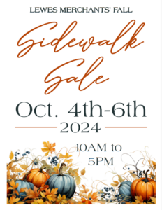 a flyer for a fall sale with pumpkins and leaves